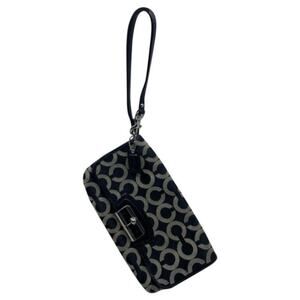 Coach Women's Black Cream Zipper Wristlet Bag